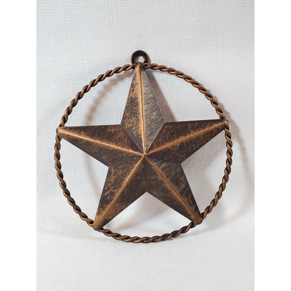 Rustic Metal Barn Star Wall Decor with Twisted Rope Circle 5"